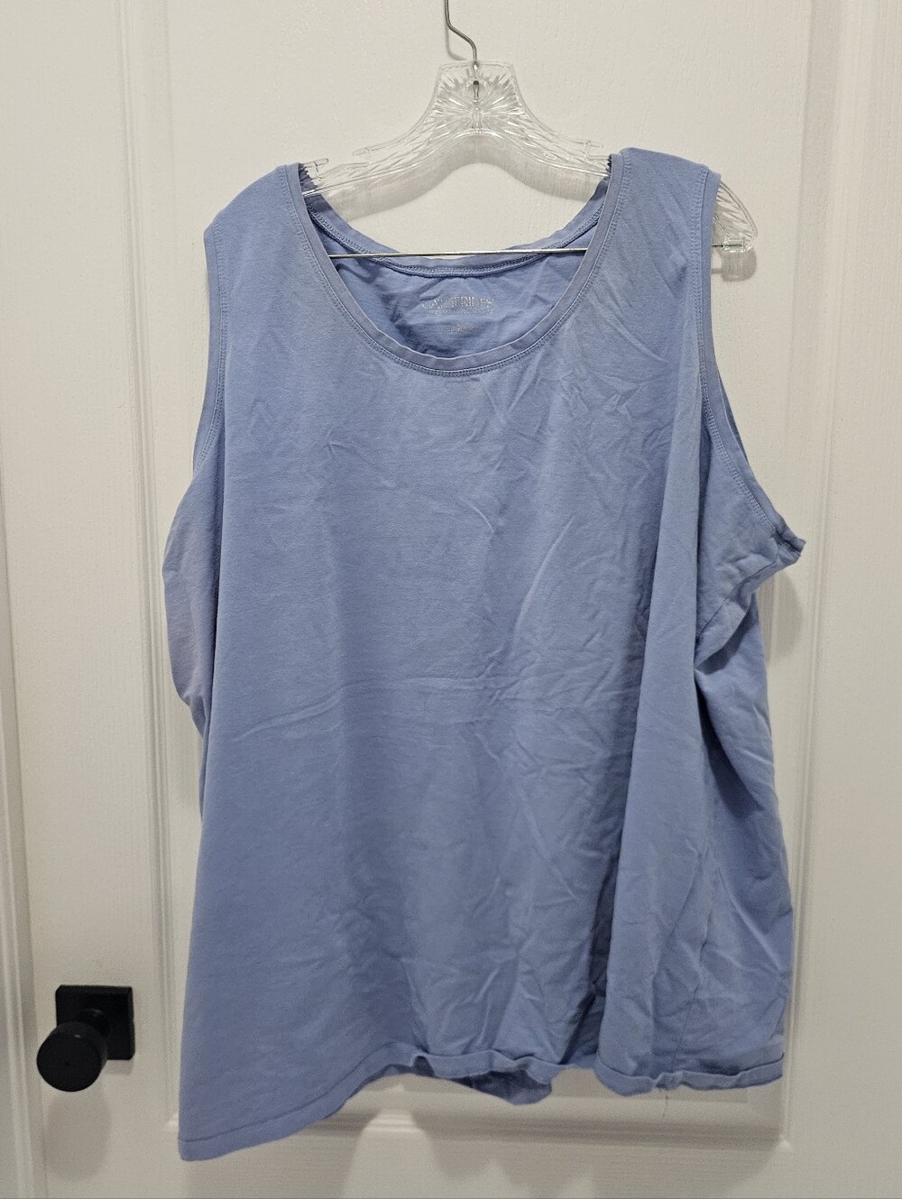 Catherines Suprema Cotton Tank Top Sleeveless Blouse Light Blue 4xl